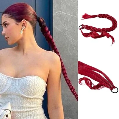 Abbildung von CAISHA 75cm Haar Extensions Glatt Haarverlängerung Haarteil Rot HEZ102