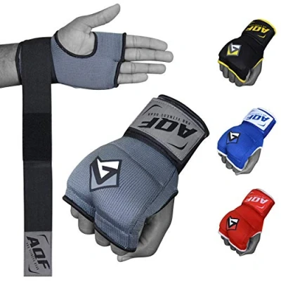 Abbildung von AQF Boxen Innenhandschuhe, Boxbandagen, Bandagen Boxen, Boxhandschuhe Gel Gepolstert Elastisches Handgelenk 100cm Lang 2 Finger Fur Boxsack Training, Kampfsport &amp; MMA (Grau, XL)