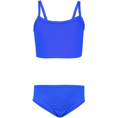 Abbildung von Aquarti Mädchen Bikini Set Bustier Bikinislip Zweiteiliger Badeanzug, Farbe: 038 Jacquard Punkte Kornblumenblau, Größe: 158