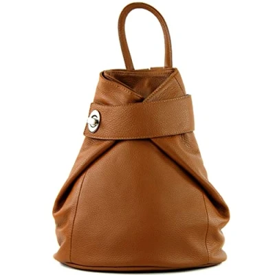 Abbildung von modamoda de T179 ital: Damen Rucksack Tasche aus Leder, Farbe:Cognac