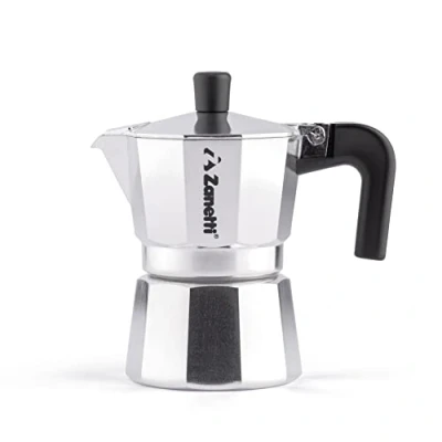Abbildung von Zanetti, Mama Espressokocher aus Aluminium, Kaffeemaschine für 1 Tasse, mit Anti Tropf System, Silikondichtung, ergonomischer Griff