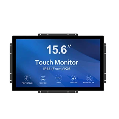 Abbildung von GreenTouch 15,6 Zoll 10 Punkte Open Frame Touch Display, industrieller PCAP Touchscreen Monitor, VGA+HDMI+DVI Anschluss 16:9…