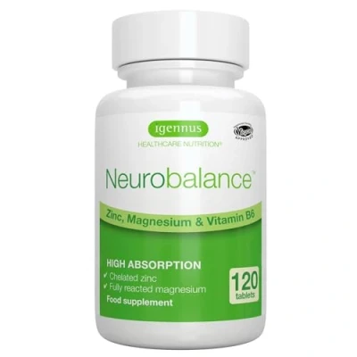 Abbildung von Neurobalance ZMB6 Tabletten, hochdosiert, mit Zink, Vitamin B6 und Magnesium, vegan, 120 Tabletten