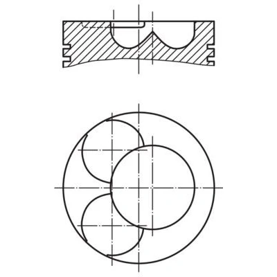 Abbildung von MAHLE ORIGINAL 028 06 00 Kolben 81,01 am Lenkzylinder, Achsanschlag an Rahmen, für Zylinder 1 2 mit Kolbenringträger, Kühlkanal AUDI: A4 B7 Avant