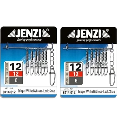 Abbildung von blntackle76 Set 2 Packungen (8 12 STÜCK) Jenzi High Speed Wirbel Fastlock Karabiner von Jenzi, Black Nickel, 9, 12, 18, 25 Kg+gratis Petri Heil! Aufkleber (Größe 12kg)