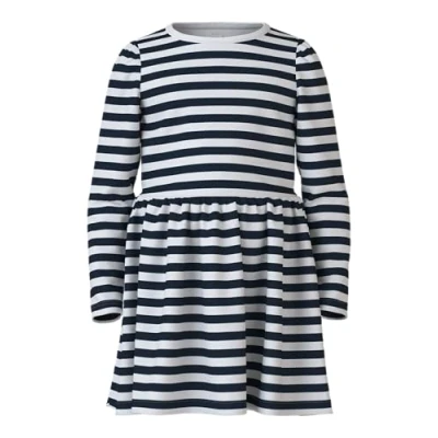 Abbildung von NAME IT Mädchen Nmfvivia Dress Noos Kleid, Bright White/AOP:Stripes In Dark Sap, 104 EU