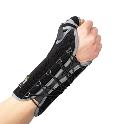 Abbildung von BraceUP Quick Wrap Handgelenk und Daumenbandage Handgelenkbandage mit Daumenstütze für Daumen, Spica Schiene, links rechts (Rechte Hand)