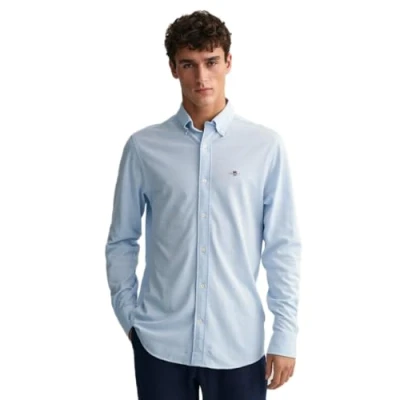 Abbildung von GANT Herren Reg Jersey Pique Shirt Klassisches Hemd, Capri Blue, XL EU