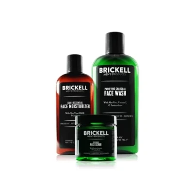 Abbildung von Brickell Men&#039;s Products täglich erweiterte gesichtspflege routine ii, aktivkohle gesichtsreiniger, gesichtspeeling, gesichtscreme lotion, natur und bio, ohne duft