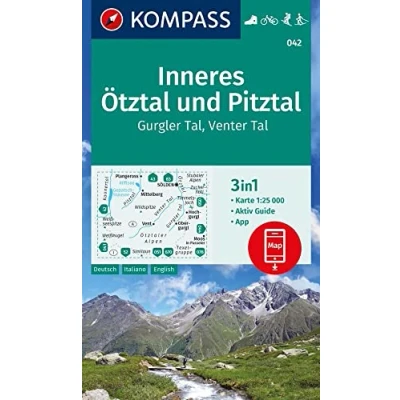 Abbildung von KOMPASS Wanderkarte 042 Inneres Ötztal und Pitztal, Gurgler Tal, Venter Tal 1:25.000: 3in1 mit Aktiv Guide inklusive Karte zur offline ... Fahrradfahren. Skitouren. Langlaufen.