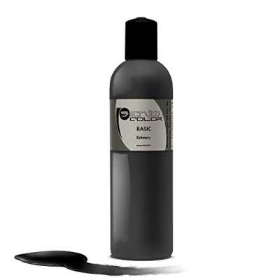 Abbildung von Senjo Color Basic Bodypainting Farben I Kosmetische Körperfarbe wasserlöslich Liquid für Airbrush und Pinsel 250ml Schwarz