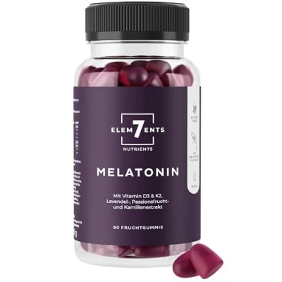 Abbildung von Melatonin Gummies zuckerfrei vegan mit Baldrian, Kamille, Lavendel &amp; Passionsblume Melatoningummies hochdosiert Schlaf Einschlafen Vitamingums Fruchtgummi Frucht Gummi Gummibärchen Vitamingummi Gum