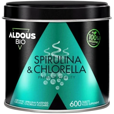 Abbildung von Bio Spirulina + Chlorella Tabletten für 100 Tage 600 3000mg pro Tagesdosis Vegan Sättigend DETOX Veganes Protein Keine Zusatzstoffe Offiziell Zertifiziert
