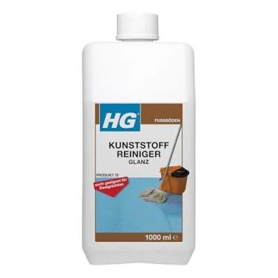 Abbildung von HG Kunststoff Reiniger Glanz, ein herrlich frisch duftender, konzentrierter Wischreiniger mit Pflege und Glanzwirkung, speziell zur regelmäßigen Reinigung von Kunststoffböden aller Art 1 Liter
