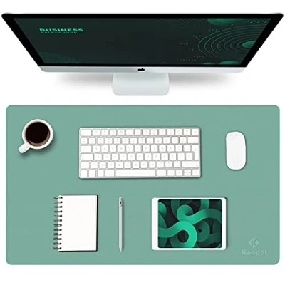 Abbildung von K KNODEL Tischunterlage, Schreibtischunterlage, 60 x 35cm PVC Laptop wasserdichte Schreibunterlage für Büro oder Heimbereich, doppelseitig (Grün/Grau)