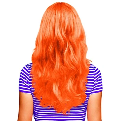 Abbildung von Hatstar Sexy Damen Langhaar Perücke Frauen Wig lockig gewellt Accessoire für Fasching, Karneval und Motto Party (orange)