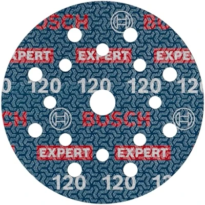 Abbildung von Bosch 6x EXPERT O780 Folienschleifscheibe, 125 mm (für Hartholz, Farbe auf Holz, Ø mm, Körnung 120, Professional Zubehör Exzenterschleifer)