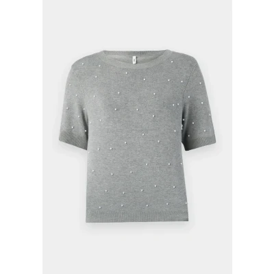 Abbildung von ONLY Onlvenice LIFE SS Oneck KNT Tshirt print, Damen, Größe: XL, Light grey