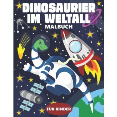 Abbildung von Dinosaurier Im Weltall Malbuch Für Kinder: Mit 35 Weltraum Und Astronauten Motiven