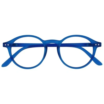 Abbildung von OPULIZE REY Lesebrille Runder Retro Rahmen Mattblau Herren Damen Federscharniere R56 3 +2.00