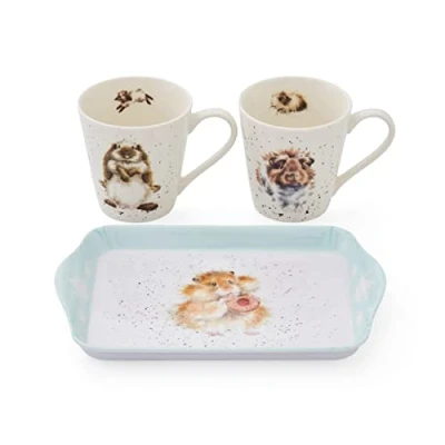 Abbildung von Wrendale Designs by Hannah Dale X0011659139 Diet Starts Tomorrow Tablett Set (2 Tassen), Melamin