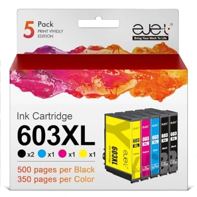 Abbildung von ejet 603XL Druckerpatronen Kompatibel für Epson 603 XL Multipack Patronen Expression Home XP 3100 3105 2100 2105 4100 4105 Workforce WF 2830 2835 2850 (5er Pack)