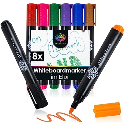 Abbildung von OfficeTree 8x Whiteboard Stifte Bunt Marker abwischbar Dry Erase Abwischbare fürs Non Permanent Boardmarker