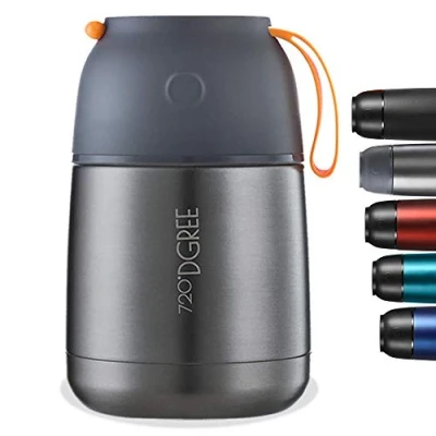Abbildung von 720DGREE Thermobehälter Essen “wunderJar 650ml Auslaufsicher, BPA Frei Edelstahl Isolierbehälter, Thermo Lunchbox für unterwegs Babybrei, Warme, Kalte Speisen, Suppe, Müsli to Go Schwarz