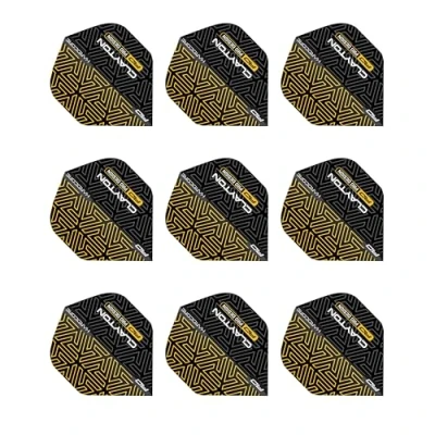 Abbildung von RED DRAGON Jonny Clayton Hardcore Premium Gold und Schwarz Dartflug 3 Set pro Packung (insgesamt 9 Dart Flights)