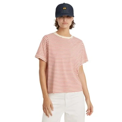 Abbildung von G Star RAW Damen Stripe Boxy Wmn T Shirt, Mehrfarben (Antique White/Finch D24870 c339 g640), S EU