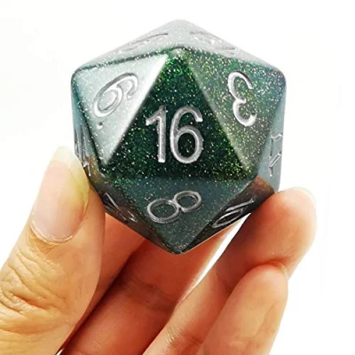Abbildung von Bescon Glitter Jumbo D20 38MM, Big Size 20 Sides Dice Turquoise Green, Faces Cube 1.5 inch