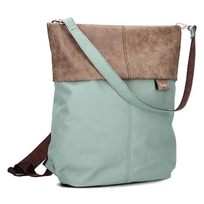 Abbildung von Zwei Rucksack Handtasche Olli OR12 Daypack 7 Liter wasserabweisend, hochwertiges Kunstleder, gute Innenausstattung mit gepolstertem Laptopfach, Reißverschluss, &amp; Schultertasche 2in1 (ocean)