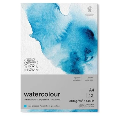 Abbildung von Winsor &amp; Newton 6667006 Classic Aquarellpapier im Block 12 Blatt A4, 300g/m², geleimt, kaltgepresstes, leicht texturiertes weißes Papier in archivierbarer Qualität, gilbbeständig