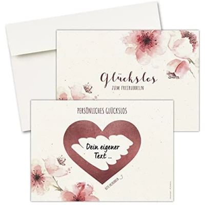 Abbildung von CherryCards FRUITPRINTS Rubbelkarten Glückslose 8er Set inklusive Umschläge Kirschblüten Design