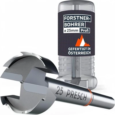 Abbildung von Presch Forstnerbohrer Ø 25mm Extrem scharfer, langlebiger Astlochbohrer Hochpräzise Zentrierspitze für perfekten Rundlauf Zuverlässige Leistung dank optimierter Standzeit