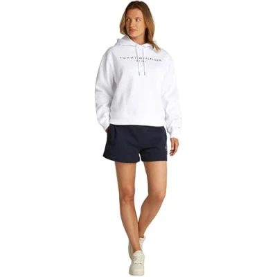 Abbildung von Tommy Hilfiger LOGO Hoodie Sweatshirt, Damen, Größe: XXS, Optic white