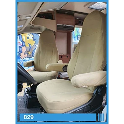 Abbildung von BREMER SITZBEZÜGE Maß Sitzbezüge Schonbezüge Pilotsitze Fahrer &amp; Beifahrer Set kompatibel mit Wohnmobil FIAT Ducato 829 Beige