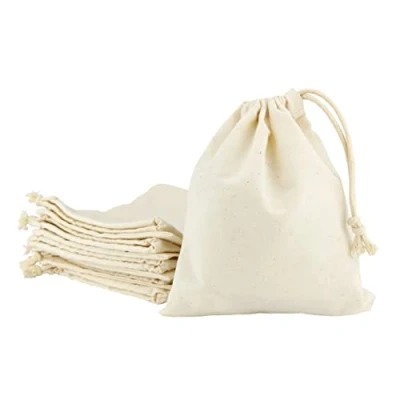 Abbildung von IDEA HOME Baumwolle Kleine Beutel mit Kordelzug 10 Stück Baumwollsäckchen 17 x 20 cm Geschenktüten Baumwoll Säckchen Klein Baumwollbeutel für Schmuck, Hochzeit, Weihnachten