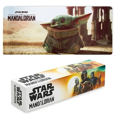 Abbildung von Disney Stitch Schreibtischunterlage XXL Baby Yoda Gaming Schreibtisch Zubehör 800x360mm Anti Rutsch, Bürobedarf PC Laptop Unterlage Matte Desk Mat Büro Deko (Mehrfarbig Yoda)