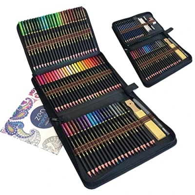 Abbildung von tvfly Professionelle Buntstifte und Zeichenstifte Set, 96 Teile Kunst Set mit Aquarellstift, Zeichenwerkzeug zum Ausmalen, Skizzieren Zeichnen, ideales für Erwachsene Kinder