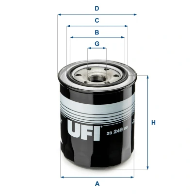 Abbildung von UFI 23.248.00 Ölfilter M 24 X 1,5 mit einem Rücklaufsperrventil Anschraubfilter TOYOTA: Land Cruiser Prado 90, 120, Avensis Verso