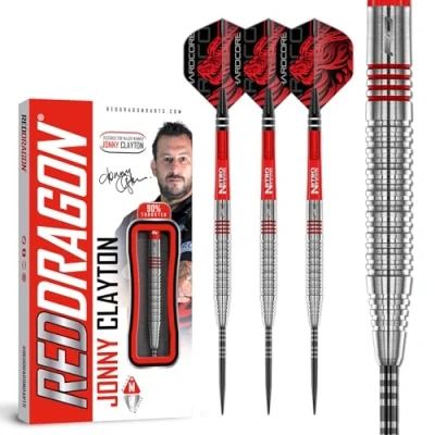 Abbildung von RED DRAGON Jonny Clayton Original 2.0 22 Gramm Premium Wolfram Steeltip Dart Set mit Flüge und Schäften