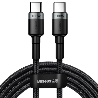 Abbildung von Cafule PD2.0 100W flash charging Type C to cable (20V 5A)2m Gray+Black von Baseus Schwarz Stoff