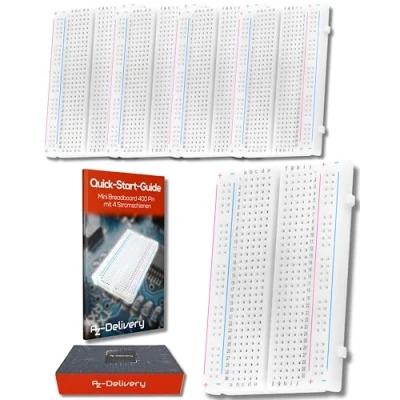Abbildung von AZDelivery Mini Breadboard 400 Pin mit 4 Stromschienen kompatibel Arduino und Jumper Wire Kabeln