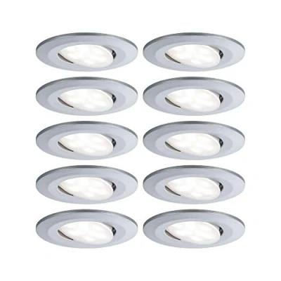 Abbildung von Paulmann 99923 LED Einbauleuchte Calla rund 10er Set 10x6W IP65 neutralweiße Einbaustrahler Chrom matt schwenkbar Spots Kunststoff Einbaulampe 4000K