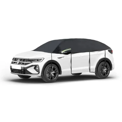 Abbildung von Walser Abdeckplane Auto All Weather, wasserdicht, 100% wetterfeste Abdeckplane, Autoabdeckung Outdoor, Autoplane Halbgarage Größe 7 SUV/Van schwarz