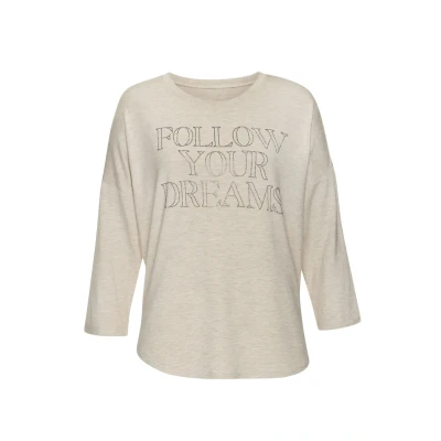 Abbildung von Lascana Langarmshirt, Damen, Größe: 32/34, Beige meliert