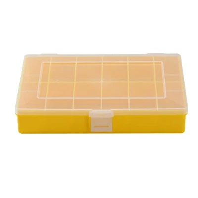 Abbildung von hünersdorff Sortimentskasten PP Compact mit 12 Fächern stabile Sortierbox für Schrauben und andere Kleinteile feste Facheinteilung 17 x 25 4,6 cm, gelb, Matt