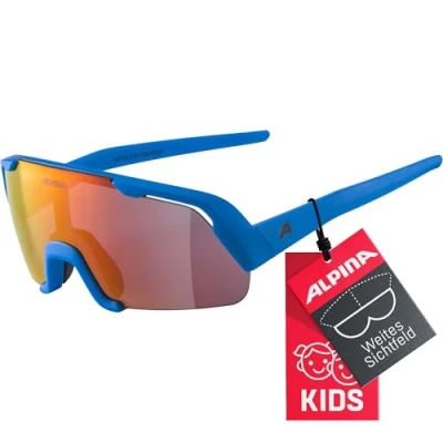 Abbildung von ALPINA ROCKET YOUTH Verspiegelte und Bruchsichere Sport &amp; Fahrradbrille Mit 100% UV Schutz Für Kinder, blue matt, One Size