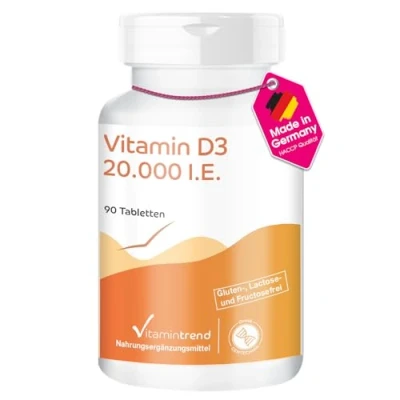 Abbildung von Vitamin D3 20000 I.E. 90 Tabletten nur 1 Tablette alle 20 Tage hochdosiert Cholecalciferol Vitamintrend®